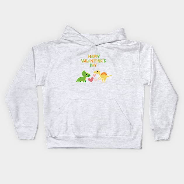 Dinosaur Happy Valentines Day Kids Hoodie by Texas Bloomin’